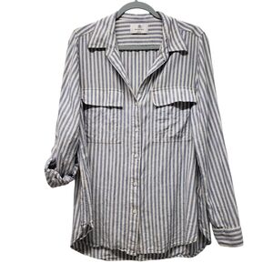 Aritzia Blue and White Striped Button Down Shirt